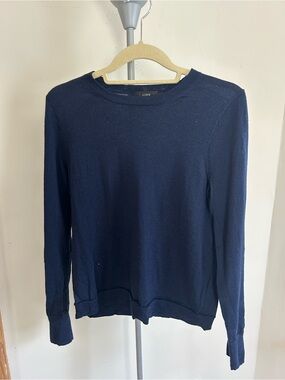 J. Crew Navy Lightweight Crewneck Pullover 100% Merino Wool